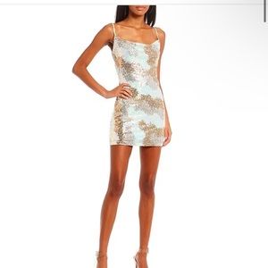 midnight doll dress gold and silver from dillards! size medium